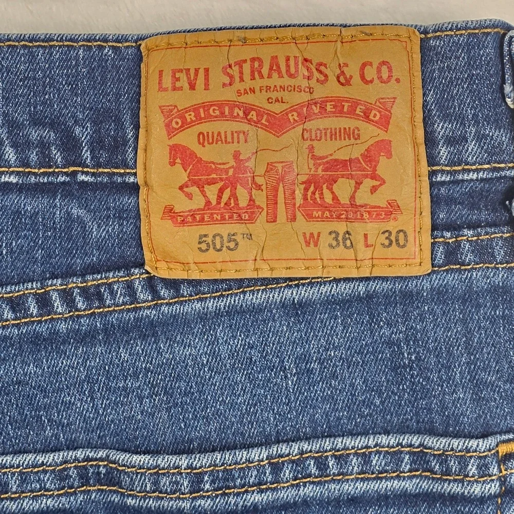 Levi's 505 Regular Fit Mens 36x30 Blue‎ Excellent Straight Leg Jeans